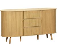 sweeek Aparador escandinavo efecto madera ranurada con 2 puertas correderas,