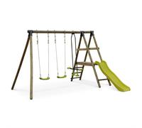 sweeek Área de juegos de madera con tobogán y1 cara a cara