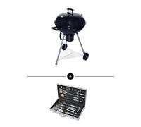sweeek Barbacoa de carbón con maletín de utensilios, negro