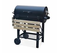 swe arbacoa de carbón, parrilla y ahumador americano, con ruedas y bandejas abatibles Negro - 115x75x122 cm