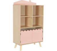 sweeek Biblioteca infantil madera de pino 2 puertas 4 estantes, rosa