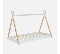 swe ama Tipi Infantil de Pino Natural con Base, 90cm, Tobias, Blanco, 196x100x136.5 cm