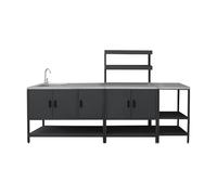 swe ocina exterior de 3 módulos de acero inoxidable, Naxos, Negro, 120x51x112.5 cm