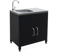 sweeek Cocina exterior de acero con fregadero de 80cm, negro