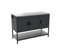 Sweeek - Cocina exterior de acero negro con 3 puertas, 1 estante L120 cm