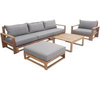 sweeek Conjunto de jardín cojín gris sofá sillones y mesa