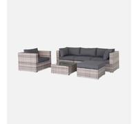 sweeek Muebles de jardin, rattan sintetico, varios grises, 5 plazas