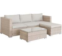 sweeek Conjunto de muebles de jardín de resina de 4 plazas, natural