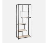 sweeek - Estantería de Metal Negro y Madera - Loft - Librería de 6 Niveles, L 77 x An 33 x Al 185cm
