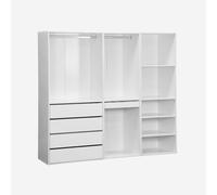Sweeek - Kit de vestidor modular con 3 elementos. estantes. cajones. armario. Soporte para pantalones. Color: blanco, 200 x 45 x 180 cm