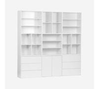 Sweeek - Kit estante. Kompo - Biblioteca decorativa (madera, 9 elementos, 100% modulable L, 210 x 35 x 210 cm), color blanco