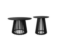sweeek - Lote de 2 mesas de Centro Redondas con Tablero Negro Efecto Madera y Patas de Abeto, 40cm y 60cm