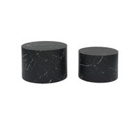 sweeek - Lote de 2 mesas de Centro Redondas Paros, Efecto mármol Negro, mesas Nido Ø58 x H 40cm / Ø50 x H 33cm