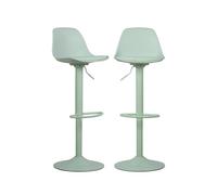 sweeek - Lote de 2 taburetes de Bar Regulables 61,5/83,5cm - Noah - Polipiel Verde celadón - Altura Regulable, reposapiés