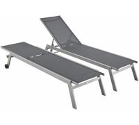 sweeek Lote de 2 tumbonas de aluminio y textileno tumbona multi-posición
