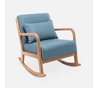 sweeek-Mecedora Estilo escandinavo de Madera y Tela Azul - 65x80x81.5 cm