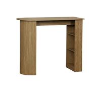 sweeek - Mesa Alta de Cocina de Madera con Espacio de Almacenamiento, Wallis, Natural, 120x55x100 cm