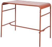 sweeek Mesa alta de jardín metálica 120cm, 4 plazas, terracotta