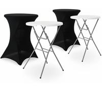 sweeek Mesa alta plegable con funda protectora para eventos, set de 2, negro