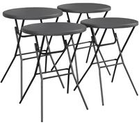 sweeek Mesa alta plegable de acero para eventos, set de 4, gris oscuro