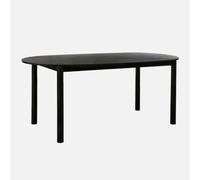 sweeek-Mesa de Comedor Ovalada de Madera de hevea, 6 plazas Negro - 180x90x75 cm