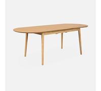 sweeek-Mesa de Comedor Ovalada y Extensible de 6 a 8 plazas Natural - 160x90x75 cm