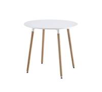 sweeek - Mesa de Comedor Redonda 80cm MDF y Madera de Haya, Hedvig, Blanco, 80x80x73 cm