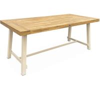 sweeek Mesa de interior/exterior de madera y metal, 6-8 plazas, madera clara