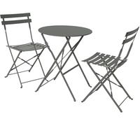 sweeek Mesa de jardín bistró plegable metal + 2 asientos, verde kaki
