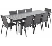 sweeek Mesa de jardin, conjunto para exterior, antracita, 8 plazas