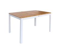 sweeek-Mesa de jardín de Acacia con Esquinas Redondeadas, 6 plazas, Senora 120cm, Blanco, 120x80x75 cm
