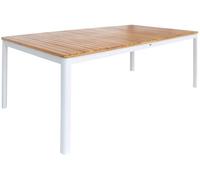 sweeek Mesa de jardín de acacia con esquinas redondeadas, 8 plazas, blanco