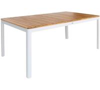 sweeek Mesa de jardín de acacia con esquinas redondeadas, 8 plazas, blanco