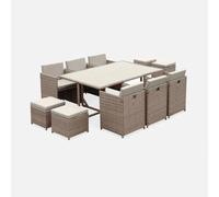 Sweeek Mesa de jardín de resina de 10 plazas beige