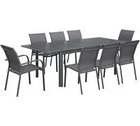 sweeek Mesa de jardín extensible de aluminio con 8 sillas, antracita