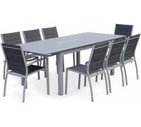 sweeek Mesa de jardín extensible de aluminio con 8 sillas, gris