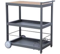 sweeek Mesa exterior de aluminio con ruedas y asa, 84cm, antracita