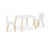 sweeek - Mesa Infantil Cuadrada con 2 sillas, Jude, Blanco, 60x60x43 cm