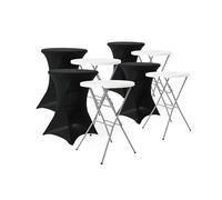 sweeek - Mesa Plegable de Acero para Eventos con Funda Protectora (Lote de 4), Gala + Funda x4, Negro, 81x81x110 cm