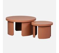 sweeek-Mesas de Centro Nido Redondas, Set de 2 Terracota - 70x70x38 cm