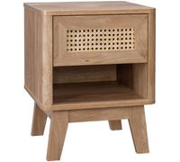 sweeek Mesilla de noche con 1 cajón efecto madera y caña sudeo