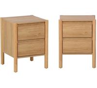 sweeek Mesita con decoración madera y 2 cajones, set de 2, natural