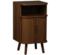 sweeek Mesita con efecto madera ranurada, 2 puertas correderas, madera de