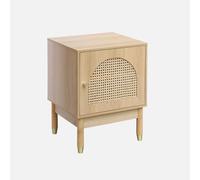 sweeek - Mesita de Madera y caña, 1 Puerta, Judith, Natural, 45x40x60 cm