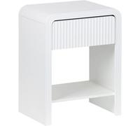 sweeek Mesita de noche acanalada efecto madera 1 cajón, 1 estante, blanco
