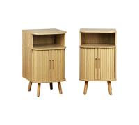 sweeek - Mesita de Noche con 2 Puertas correderas y 1 nicho, Set de 2, Legacy, Natural, 40x40x70 cm