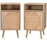 sweeek Mesita de noche con efecto madera, set de 2, natural