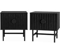 sweeek Mesita de noche con efecto madera, set de 2, negro