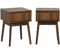 sweeek Mesita de noche de 1 cajón con efecto madera, set de 2, nogal
