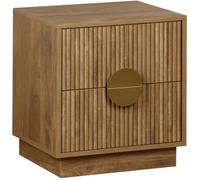 sweeek Mesita de noche de 2 cajones efecto madera de mango estriada, marrón